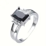 Load image into Gallery viewer, Elegant Promise Ring with Sparkling Square Cubic Zirconia - Perfect for Engagement &amp; Wedding, Luxurious Bridal Jewelry
