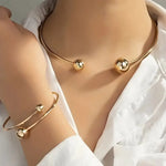 Load image into Gallery viewer, Elegant 2-Piece Golden/silvery Adjustable Metal Bracelet And Choker Set, Sleek Sexy Style Jewelry Accessory For Women
