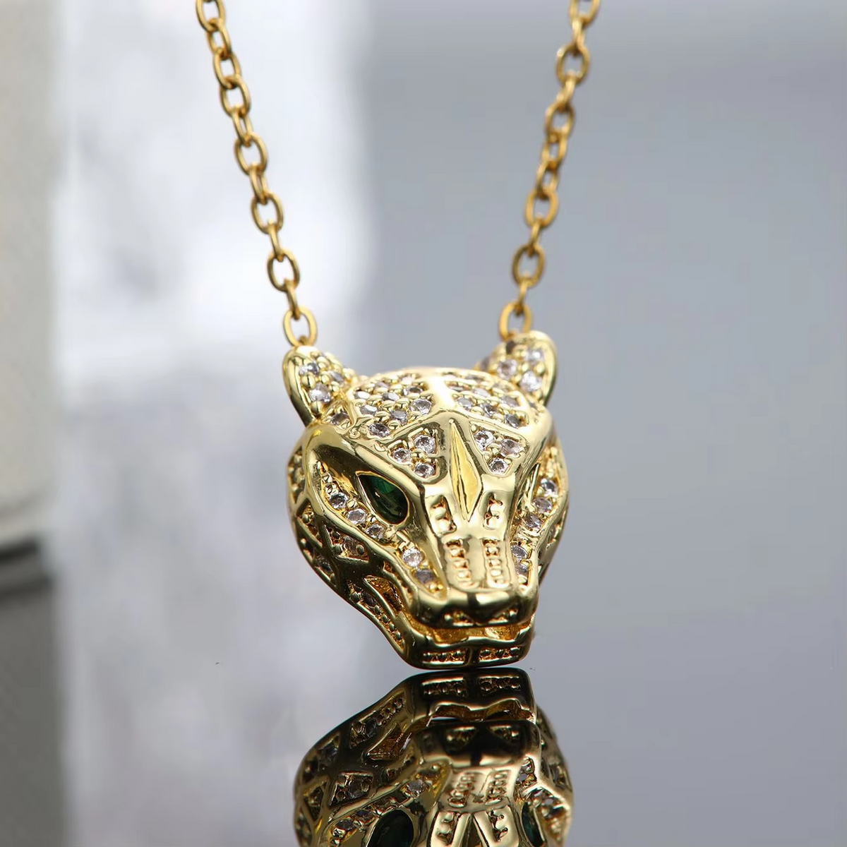 1pc copper inlaid zircon leopard head pendant necklace for women sexy animal clavicle necklace jewelry