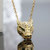 1Pc Copper Inlaid Zircon Leopard Head Pendant Necklace For Women Sexy Animal Clavicle Necklace Jewelry