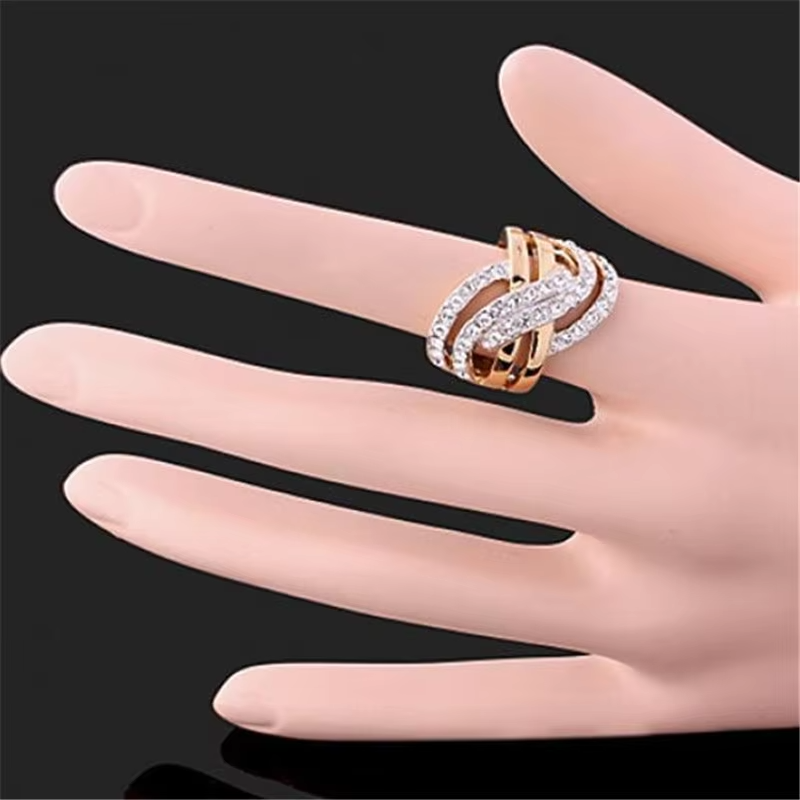Luxury Gold Color Cross Design Crystal Zircon Rings For Women Engagement Wedding Band Jewelry Valentine Day Gift Anillos Mujer