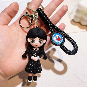 Horror Wednesday Addams Silicone Keychain Toy Thing Hand Home Decor Keychain Dol
