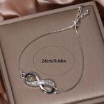Load image into Gallery viewer, Infinity Knot Rhinestone Bracelet - Adjustable, Elegant, Simple, Silvery, Wedding Party Accessory, Durable, Hypoallergenic, Nickel-Free Jewelry for Women
