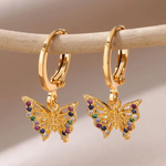 Load image into Gallery viewer, Zircon Butterfly Earrings for Women Stainless Steel Gold Plated Evil Eye Earring 2023 Trend Wedding Jewelry Free Shipping aretes
