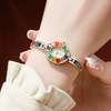 1PC Women's Retro Style Quartz Watch Elegant Ladies' Style Colorful Diamond Set