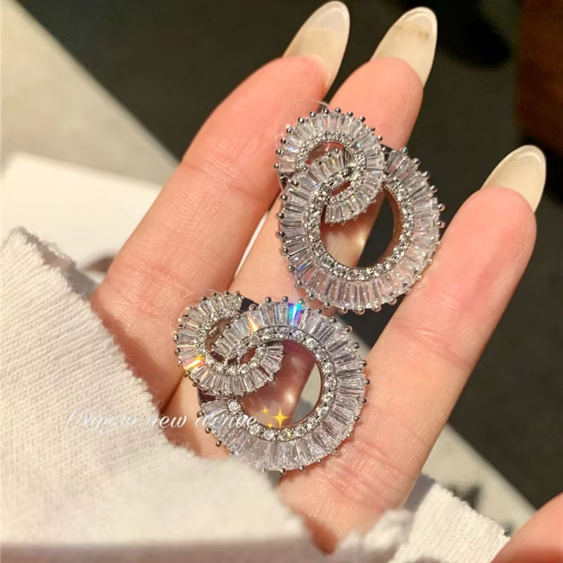 Korean Original Bling Crystal Geometry Exquisite Earrings for Women 2022 New Fashion Statement Earrings Party Jewelry Female