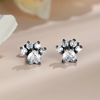 Cute Heart Cat Paw White Zircon Stud Earrings For Women Vintage Fashion Animal Footprint Crystal Stone Earrings Wedding Jewelry