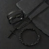 5pcs Men's Fashion Stainless Steel Jewelry Set, Minimalist Men's Bracelet, open Weave Bracelet, punk Retro Necklace, Vintage Ring Men's Set For Dating Wedding Accessories