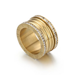 Load image into Gallery viewer, Elegant Stainless Steel Large Rings for Women Roman Alphabet Shiny Zircon Ring Chunky Anillos Mujer Party Wedding Jewelry Luxury
