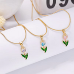 Load image into Gallery viewer, Vintage Elegant Tulip Pendant Necklace For Women Shiny Crystal Zircon Flower Clavicle Chain Choker Party Wedding Jewelry Gifts
