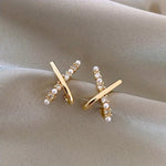 Load image into Gallery viewer, 1 Pair Vintage Chic Geometric Cross Design Stud Earrings - Elegant Everyday Women's Jewelry for Holidays, Fashionable and Timeless
