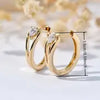 Exquisite Hoop Earrings Copper Jewelry With Geometric zirconia Inlaid Elegant Leisure Style Match Female Daily Outfits