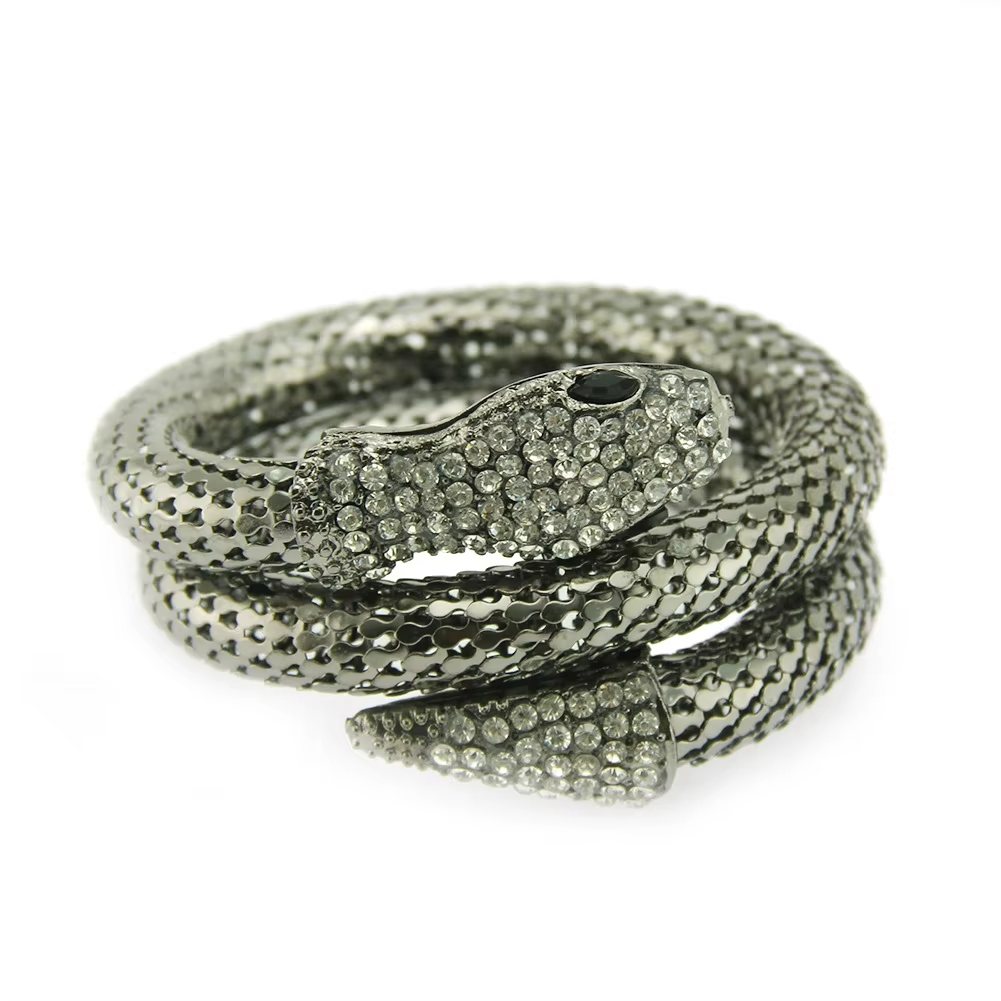 2022 new snake shaped bracelet punk exaggerated fashion multi layer full diamond multi strand snake bracelet