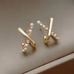 Load image into Gallery viewer, 1 Pair Vintage Chic Geometric Cross Design Stud Earrings - Elegant Everyday Women's Jewelry for Holidays, Fashionable and Timeless

