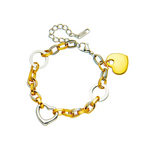 Load image into Gallery viewer, DIEYURO 316L Stainless Steel Heart Charm Bracelet For Women Hip Hop Street Trend Girls Wrist Jewelry Fashion Party Wedding Gifts
