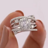 Luxury 925 Sterling Silver Wedding Rings for Women Fancy Cross Design Inlaid Shiny CZ Stone Fashion Female Jewelry Gifts
