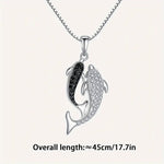 Load image into Gallery viewer, Double dolphin necklace female plated s925 silver clavicle chain gorgeous micro inlaid pendant Korean item jewelry
