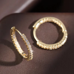 Load image into Gallery viewer, Trendy Gold Color Cubic Zirconia Round Copper Earrings For Women Metal Crystal Earring Party Everyday Jewelry
