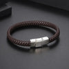 1pc Men's Leather Bracelet With Stainless Steel Buckle Small Gift For Relatives And Friends
