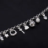 5 Sterling Silver Fashion 13pcs Pendant Chain Charm Bracelet for Women for Teen Girls Lady Gift Women Fine Jewelry