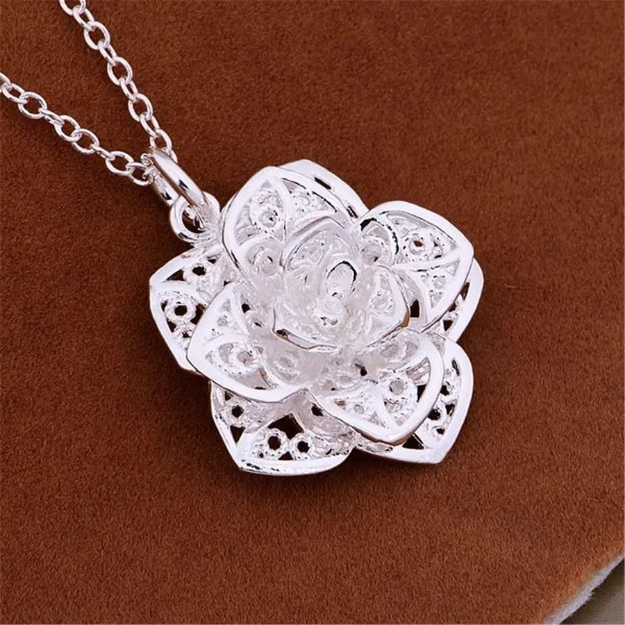 925 Sterling Silver charm Flowers Pendant Necklace For Women Luxury Fashion Party Wedding Accessories Jewelry Christmas Gifts