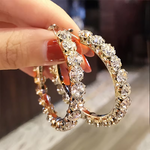 Load image into Gallery viewer, Huitan Trendy Micro Paved Zircon Big Hoop Earrings for Women Elegant Shiny Jewelry Party Accessories
