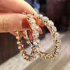 Huitan Trendy Micro Paved Zircon Big Hoop Earrings for Women Elegant Shiny Jewelry Party Accessories