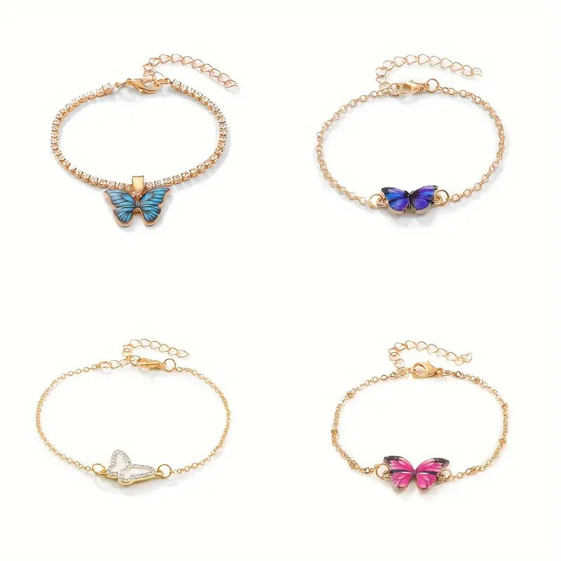 1 Pair Of Earrings + 1 Necklace + 1 Bracelet Coquette Style Jewelry Set Trendy Butterfly Design Pick A Color U Prefer Match Daily Outfits