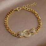 Load image into Gallery viewer, Classic Leopard Crystal Open Bangles&amp;bracelets for Women Fashion Brand Jewelry Punk Style Animal Chunky Bangles
