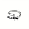 1pc Retro 925 Sterling Silver Ring With Shape Of Fantasy Sword, Adjustable Open Ring, Men's Vintage Jewelry