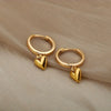 Fashionable 18K Gold Plated Stainless Steel Heart Earrings for Men - Hypoallergenic Steel Needles & Minimalist Style