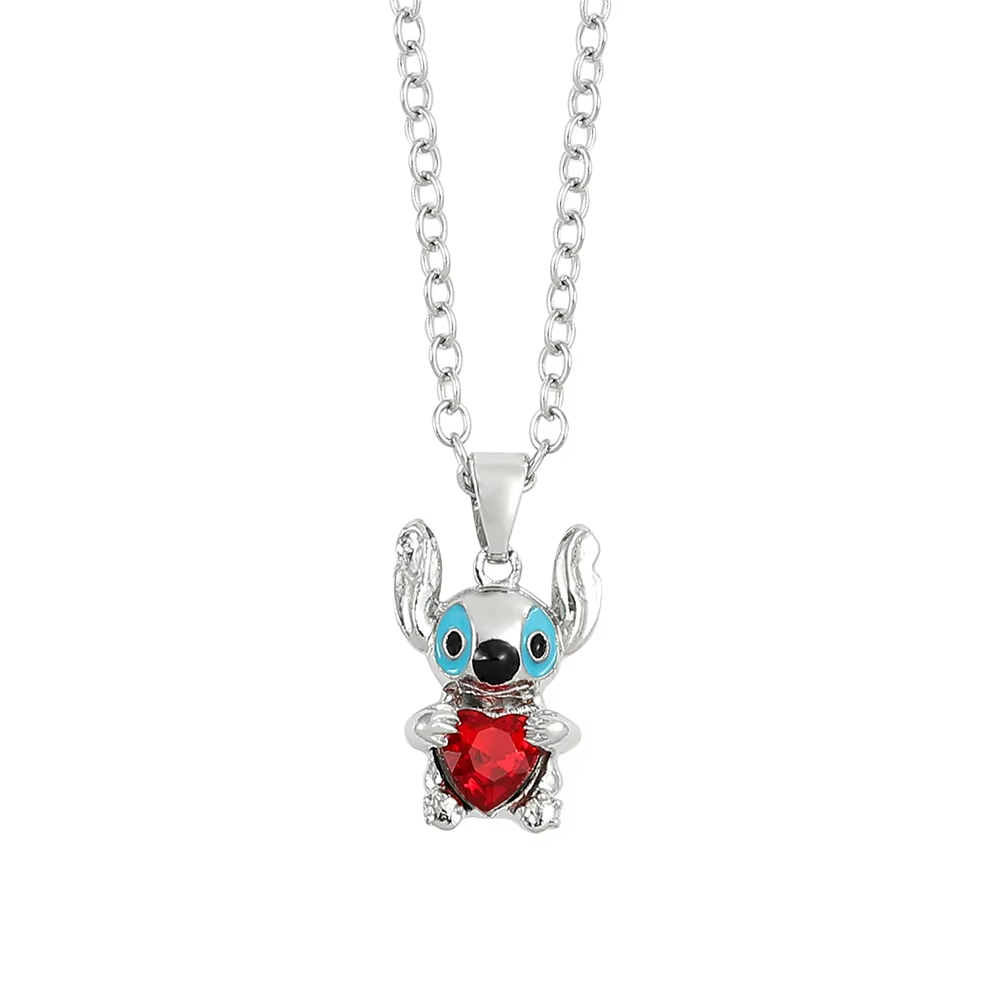 Lilo and stitch necklace, kawai heart necklace, y2k accessories, gold color jewelry, party gift, 1 pc