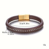 1pc Stainless Steel Buckle Brown Leather Bangle