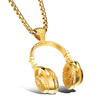 Load image into Gallery viewer, 2023 TikTok new fashion ins hip hop rock music headphones Pendant titanium steel couple necklace men
