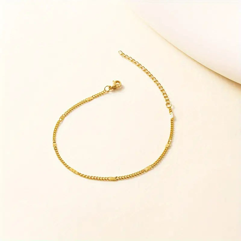1pc Golden Stainless Steel Bracelet Minimalist Versatile Elegant Temperament Suitable For Women's Daily Wear
