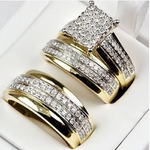 Load image into Gallery viewer, 3 pcs/set Fashion Colorful Zircon Inlaid Hollow Metal Ring For Women Accessories Jewelry Party Wedding Gift
