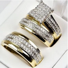 3 pcs/set Fashion Colorful Zircon Inlaid Hollow Metal Ring For Women Accessories Jewelry Party Wedding Gift