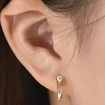 Load image into Gallery viewer, Exquisite Hoop Earrings Copper Jewelry With Geometric zirconia Inlaid Elegant Leisure Style Match Female Daily Outfits
