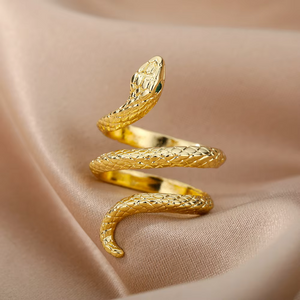 Stainless Steel Snake Rings For Women Men Gold Color Open Adjustable Zircon Ring Vintage Gothic Aesthetic Jewelry anillos mujer