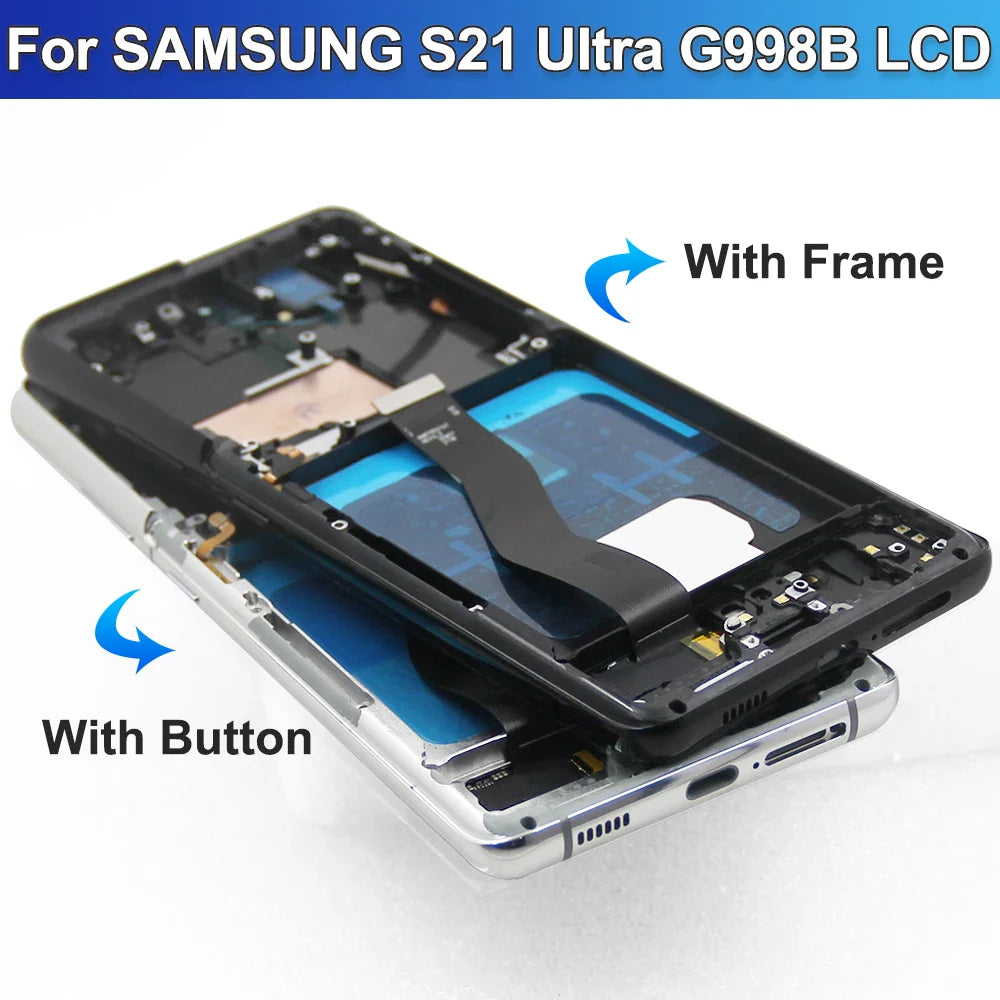 S21 Ultra AMOLED Screen with Fingerprints for Samsung Galaxy S21 Ultra 5G G998B G998B/DS Lcd Display Touch Screen Assembly