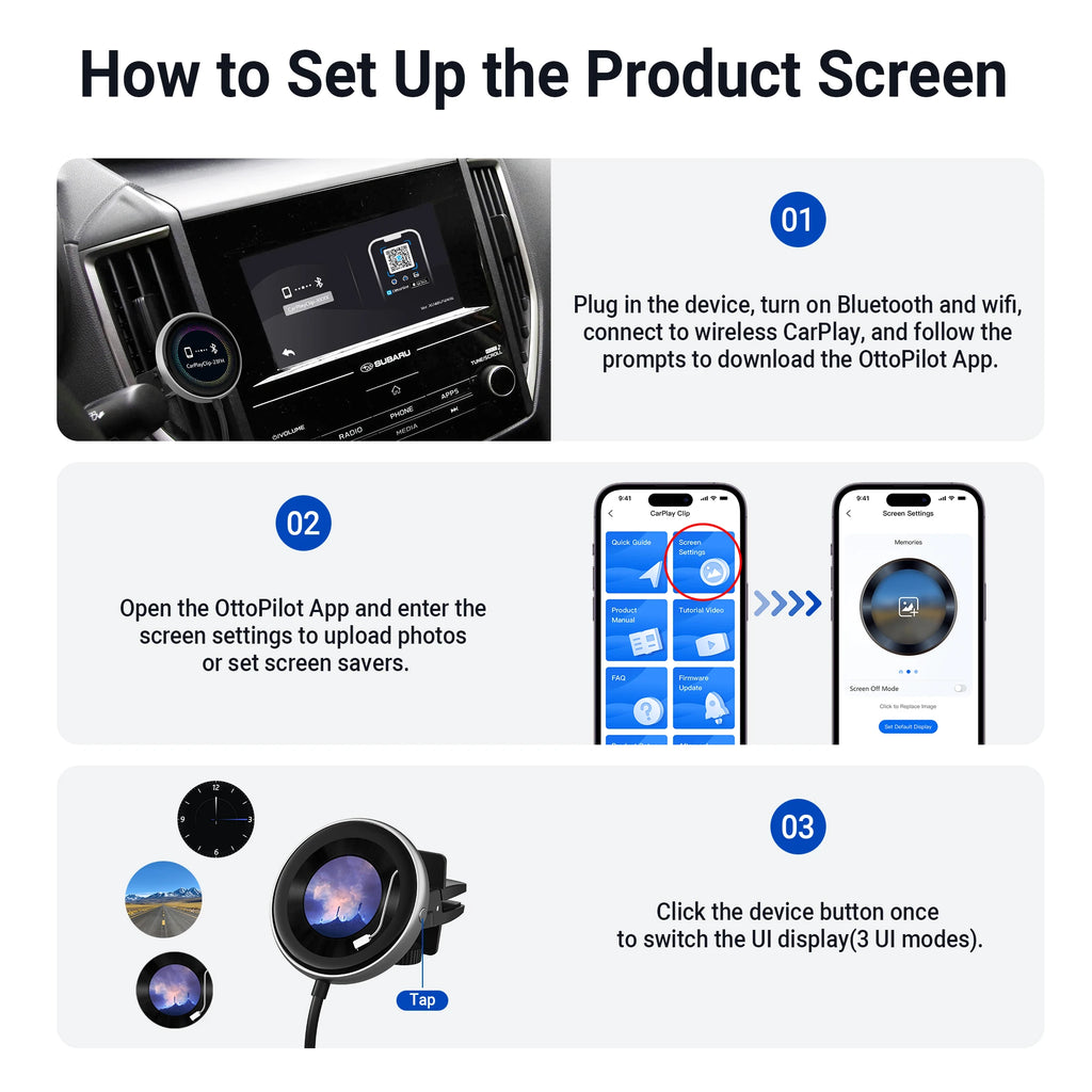 Ottocast 2024 CarPlay Clip Wireless CarPlay Adapter built in Air Freshener Multi-function Car Accessories for Audi Benz VW Ford