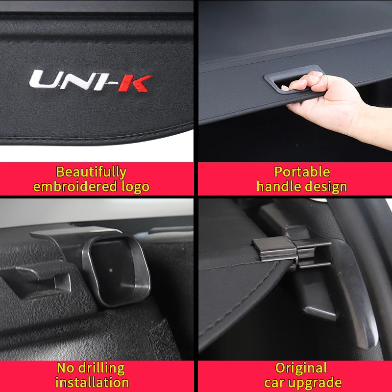 For Changan UNI-K 2020-2023 Auto Parts Trunk Privacy Cargo Cover Retractable Waterproof Cargo Cover car unik accessories