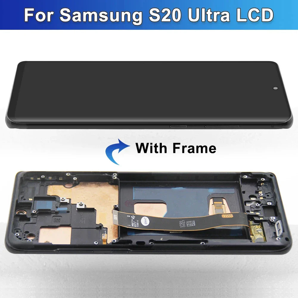 S20 Ultra Super AMOLED Screen for Samsung Galaxy S20 Ultra 5G G988B Lcd Display Digital Touch Screen with Frame Replacement