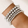 Silver Color Elastic Stainless Steel Bracelet Metal Ball 2/4/5/6/8/10mm Beaded Chain Bracelet For Women Men High Quality Jewelry