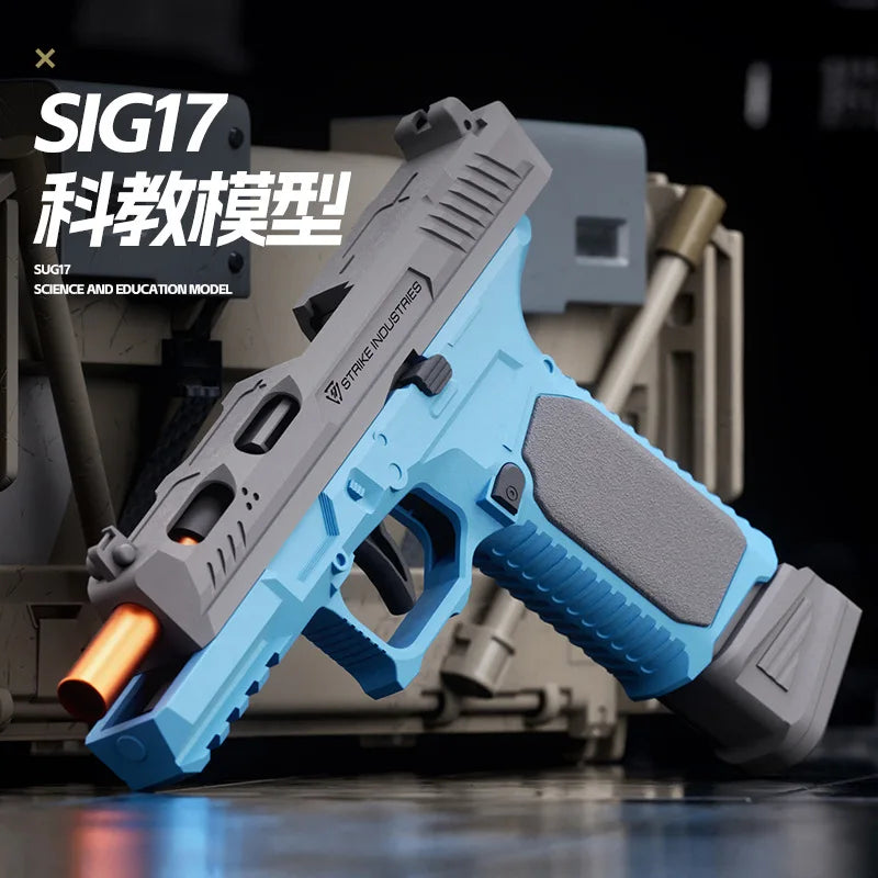 Automatic Continuous Firing SIG17 Pistol Shell Ejecting Toy Soft Bullet Toy Gun with Shell Ejecting CS Shooting Game Blaster for