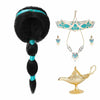 Girls Aladdin Princess Accessory Jasmine Party Tiara Crown Necklace Earrings Magic Lamp Synthetic Hair Kids Jasmine Dress up Wig