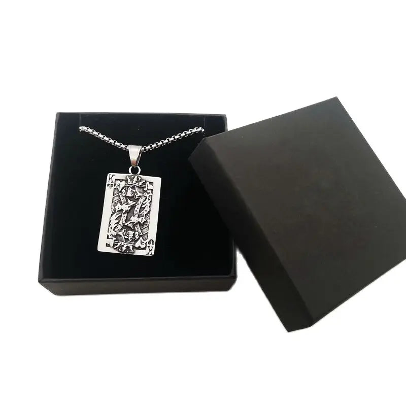 2021 SS New Poker Cards K King Pendant necklace Double sides Stainless steel Retro Silver color Poker Necklace men jewlery Gift