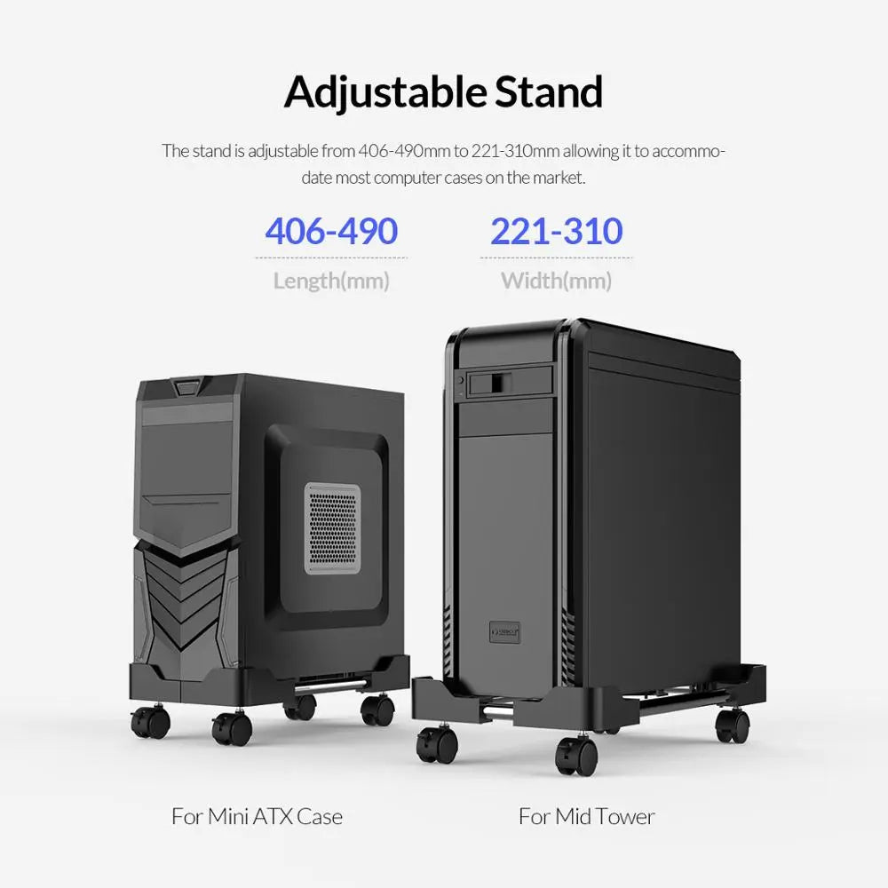 ORICO Computer Towers Stand Cart PC Cases Mobile Adjustable Computer CPU Holder with 4 Locking Caster Wheels for Gaming