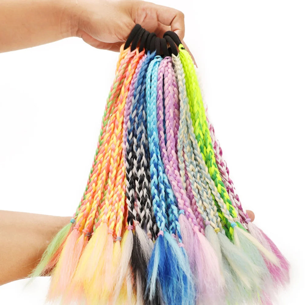 New Girls Thicker Wig Ponytail Hair Ropes Kids Twist Braid Rope Headdress Hair Braider Elastic Hair Band Rubber Hair Accessories