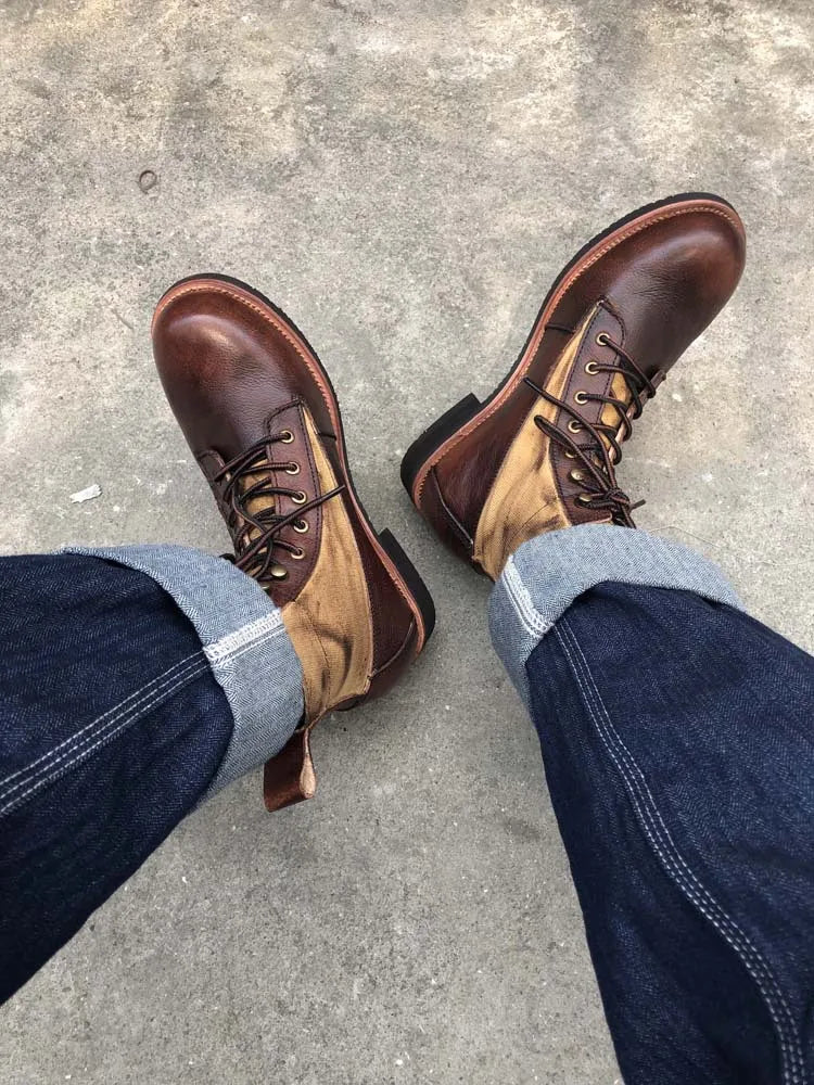 Autumn Winter Men's Short Boots Retro Make old American Casual Oaratrooper Locomotive Shoes EUR 38-48